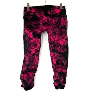 Nux Tie Dye Pink & Black Cropped Leggings Size Small